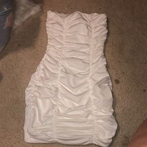 Mini Bodycon Ruched Dress-White